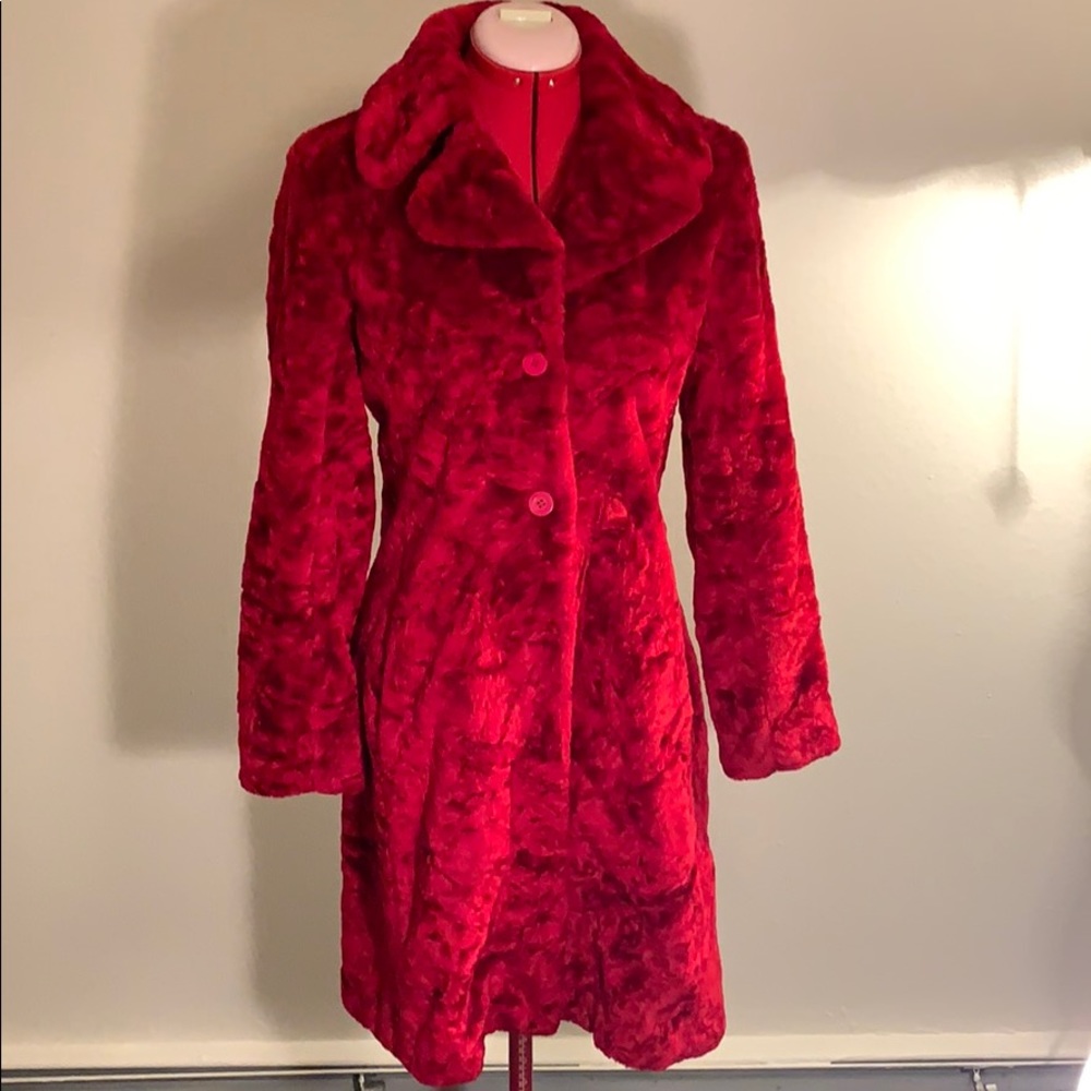 Red fuzzy coat